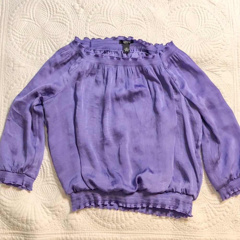 Purple off-the-shoulder blouse